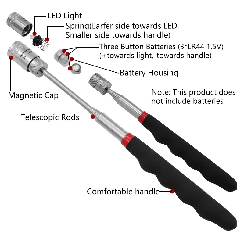 Fishing Rod Telescopic - Teleskopik Manyetik Kalem LED Işık ile