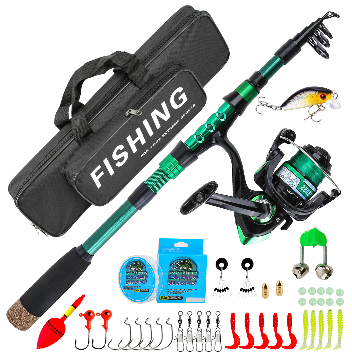 Fishing Rod Carbon Fiber - 1.8 Metre Yeşil Karbon Fiber Teleskopik