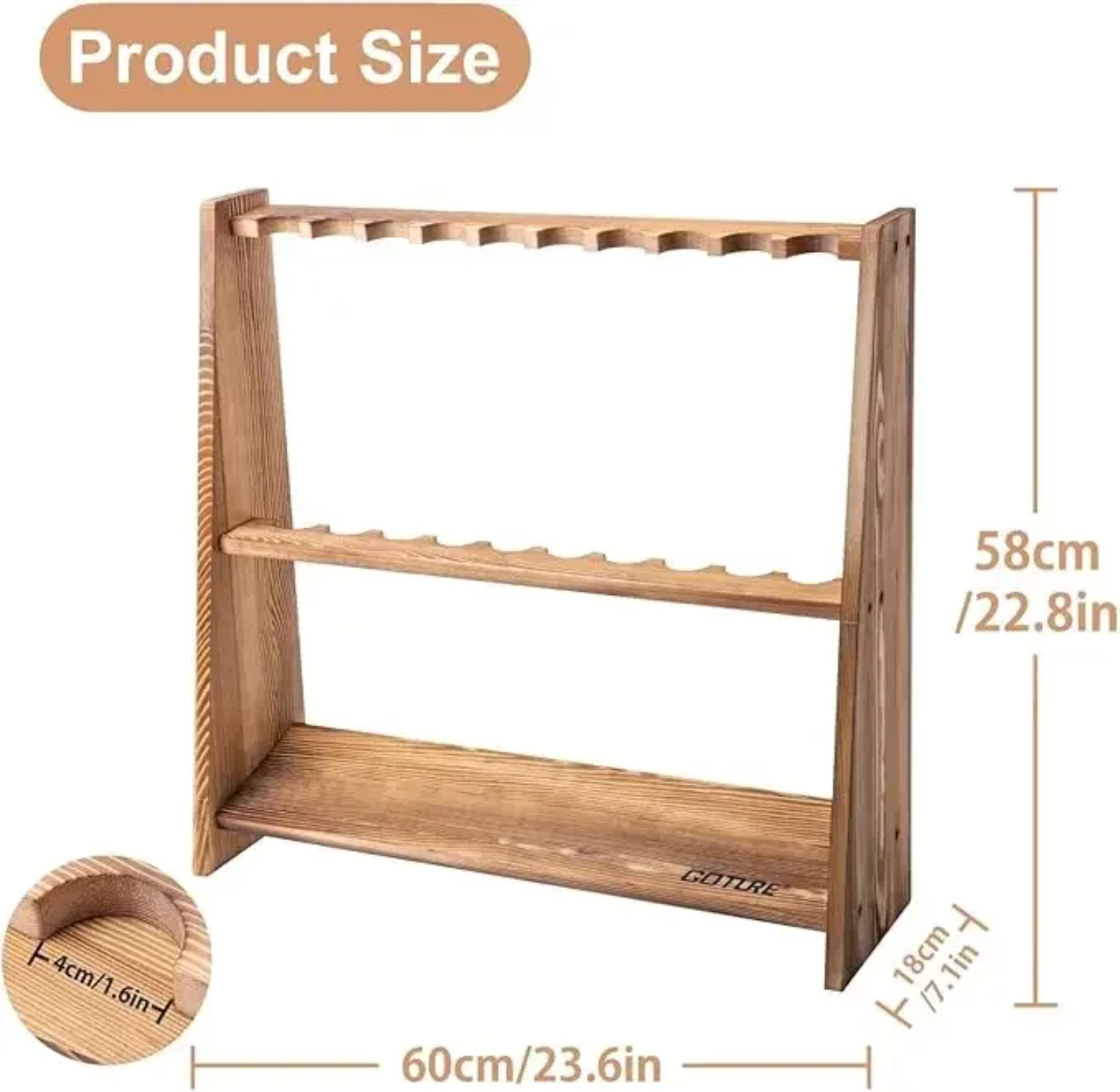 Goture Karbonize Çam Ahşap Olt - Fishing Rod Rack incelemesi ve fiyatı