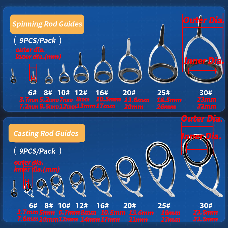 9 adet olta kılavuzları halka  - Fishing Rod Casting incelemesi ve fiyatı